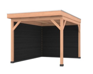 Douglas overkapping met overstek 400×400+wanden Verando